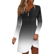 Comfy & Stylish Women's V-Neck Swing Dress - Perfect For Spring, Fall, And Everyday Wear