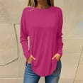 thumbnail image 1 of WMTBSRSW T Shirts for Women Crew Neck Long Sleeve Basc Solid Color Tee Stylish Flowy Lightweight Casual Work Pullover Pair with Legging, 1 of 6