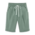 thumbnail image 1 of WMTBSRSW Teen Bermuda Linen Shorts with Pockets Boys Girls Knee Length High Waisted Shorts Loose Casual High Waisted Drawstring Shorts Green 6-7Years, 1 of 7