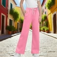 thumbnail image 1 of WMTBSRSW Teen Girls Fleece Sweatpants Wide Leg Drawstring Elastic Waist Pants Straight Leg Athletic Trousers with Pockets 150, 1 of 4