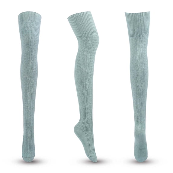 WMTBSRSW Thigh High Socks for Women Solid Rib Knit Long Knee High Socks Comfortable Cotton Over The Knee Socks Stockings for Dress Skirts
