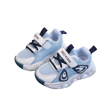 WMTBSRSW Toddler Baby Girls Fashion LED Light Up Luminous Walking Running Sport Shoes Hook and Loop Sneakers Soft Breathable Mesh Sneakers Lightweight Gym Shoes