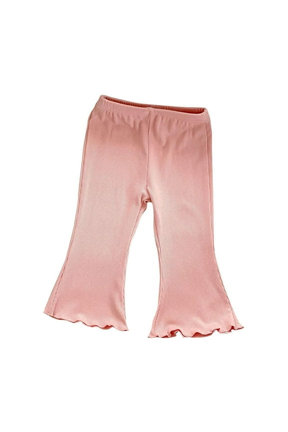 Toddler Girls Summer Bell Bottom Pants Elastic Waist Lightweight Breathable Pants Casual Solid Color Trousers for Baby 9 Month -6 Years