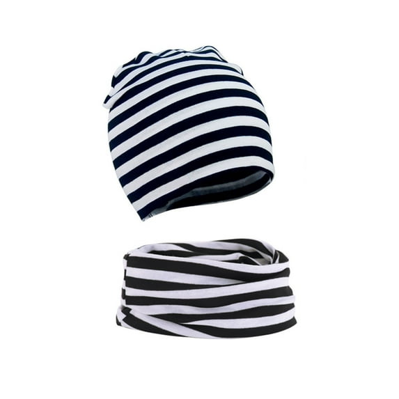 WMTBSRSW Toddler Slouchy Beanie Hat Scarf Set Kids Striped Hip-Hop Hat Skull Cap and Neck Warmer for Boys Girls