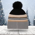 thumbnail image 1 of dazeni Unisex Winter Beanie Hat with Pom Pom Fashion Color Block Stretch Cheeky Knit Cuffed Hats Fisherman Beanies Skull Cap fro Women Men Gray Free Size, 1 of 4