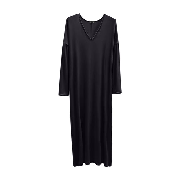 WMTBSRSW V Neck Sleep Dress for Women Soft Modal Plus Size L-5XL Long Sleeve Nightdress Lightweight Solid Sleepwear Housewear Loungewear
