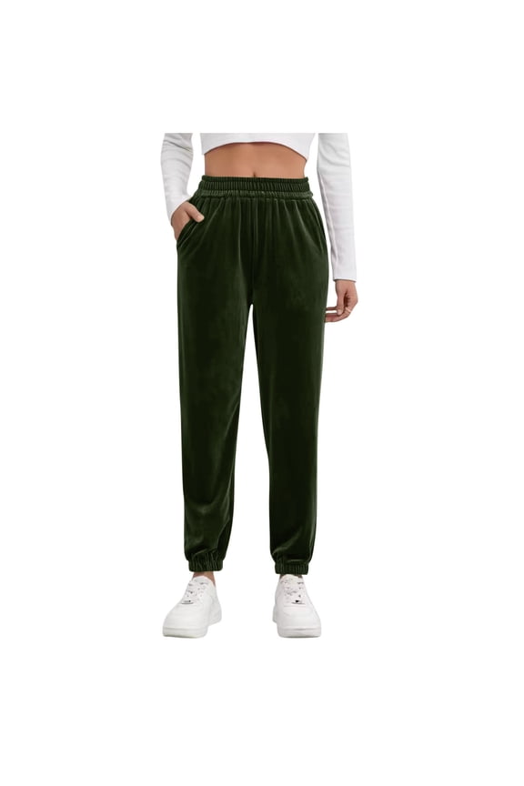 Velvel Jogger Sweatpants for Women Comfy Elastic Waisted Athletic Sweatpants with Pockets Casual Trousers with Pockets Army Green Large