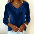 thumbnail image 1 of WMTBSRSW Velvet Tops for Women Trendy Velour V Neck Long Sleeve Shirts Casual Pullover Fall Winter Blouses Top, 1 of 9