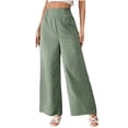thumbnail image 1 of WMTBSRSW Wide Leg Dress Pants for Woman Stretchy High Waisted Business Office Casual Trousers Fashion Slacks with Pockets Green L, 1 of 5