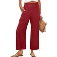 thumbnail image 1 of WMTBSRSW Wide Leg Linen Pants for Women Summer Smock Waisted Palazzo Pants with Pockets Flowy High Waisted Beach Trousers for Travel Ankle Length Red Small, 1 of 7