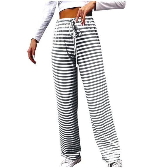 WMTBSRSW Wide Leg Pants Lightweight Striped Print Lounge Pajamas Pants Comfy Drawstring Workout Loose Yoga Sweatpants with Pockets