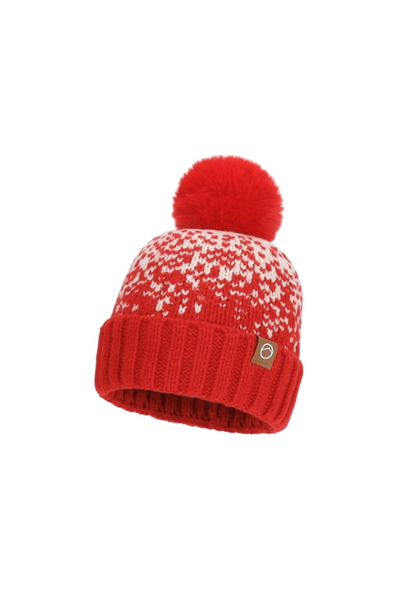 Winter Beanie Hats for Women Fleece Lined Warm Skull Hat witn Pompom Thick Soft Stretch Knit Cap for Cold Weather