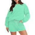 thumbnail image 1 of WMTBSRSW Women 2 Piece Outfits Sweat Shorts Sets Fleece Crewneck Sweatshirts Sets Casual Lounge Matching Set Sweatsuit Tracksuit Clothes, 1 of 6