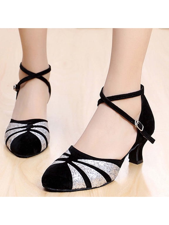 Women Ballroom Dance Shoes Fashion Soft Sole Closed Toe Dancing Shoes Latin Salsa Dance Strappy Shoes