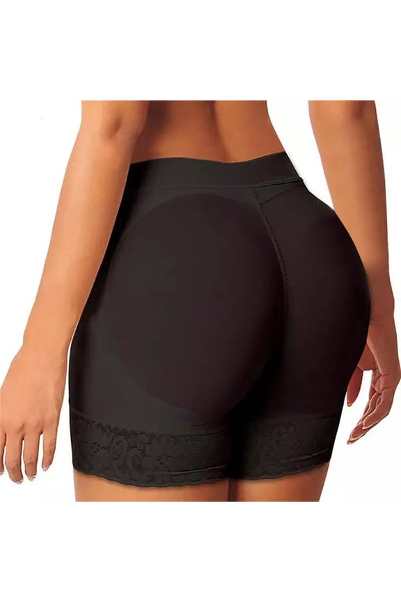 Women Butt Lifter Panties Floral Lace Trim Faja Shorts Padded Shapewear Hip Enhancer Underwear Shorts High Waisted Tummy Control Body Shaper Shorts