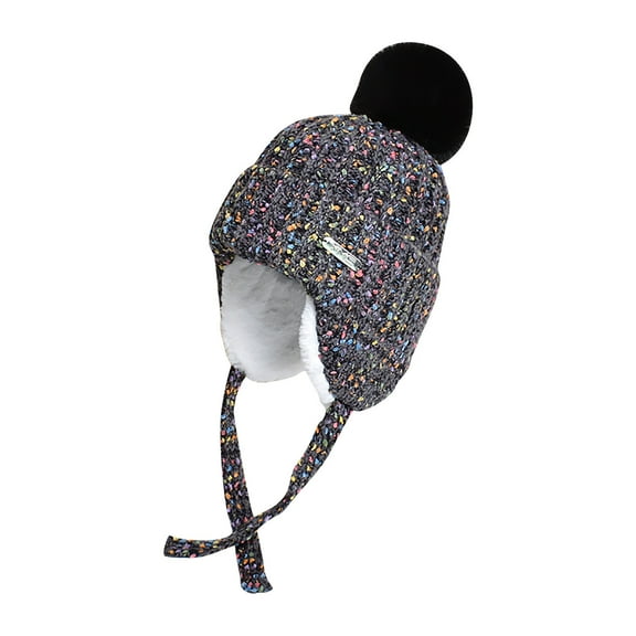 WMTBSRSW Women Girls Winter Peruvian Cover Ears Beanie Hat Ear Flaps Sherpa Ski Snow Hats Multicolor Knit Fleece Lined Hat with Pompom