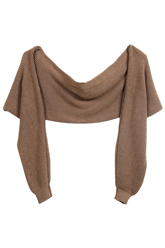 Women Knit Bolero Crop Top Long Sleeve Bolero Open Front Workout Cropped Shirts Sports Shrug Cardigan Free Size