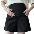 thumbnail image 1 of WMTBSRSW Women Maternity Shorts Lightweight Pregnancy Over The Belly Shorts High Waist Shorts Lounge Casual Straight Leg Shorts with Pockets Black Large, 1 of 4