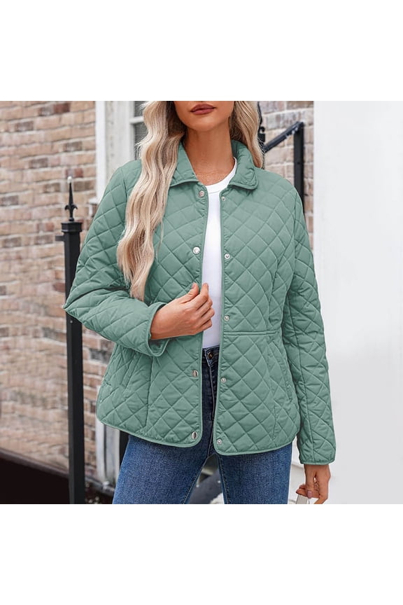 Women Plus Size Winter Jackets Fashion Quilted Jackets Long Sleeve Button Down Padded Coat Casual Short Texture Lapel Jackets No Hood Outwear XXXXL