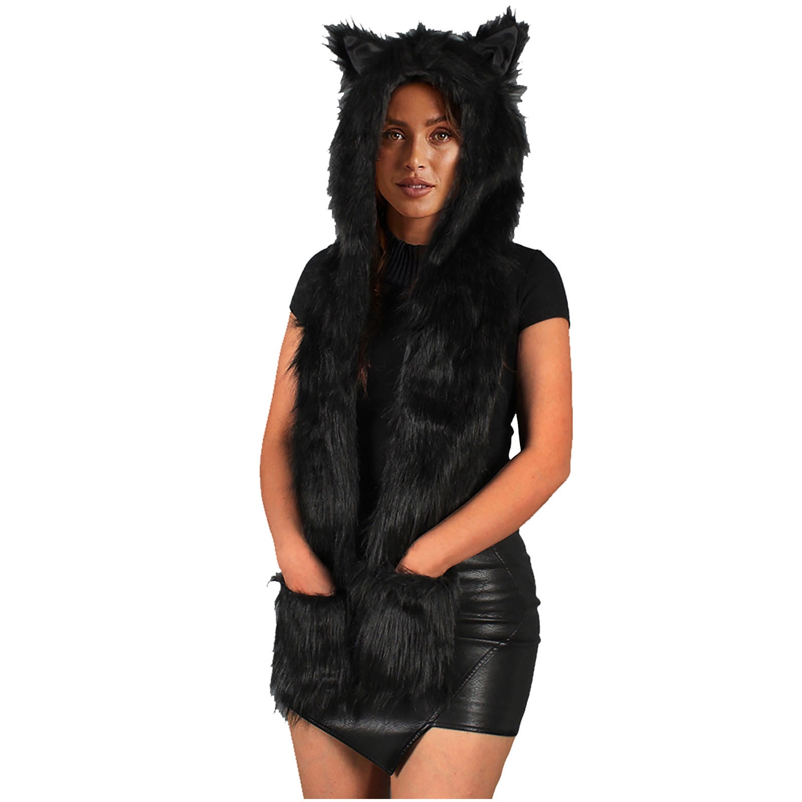 Colorful Plush Knit Beanie For Women - Warm Winter Hat With Long Fuzzy Ear Flaps