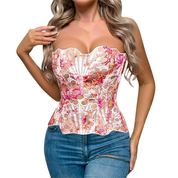 WMTBSRSW Women Renaissance Bustier Corset Tops Cozy Breathable Sleeveless Crop Tube Tops with Back Lace up Y2K Going Out Top L