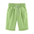 thumbnail image 1 of WMTBSRSW Women's Plus Size Linen Summer Shorts High Waisted Drawstring Short with Pockets Casual Bermuda Wide Leg Mid Length Pants, 1 of 6