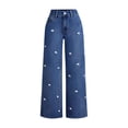 thumbnail image 1 of WMTBSRSW Women Wide Leg Jeans Vintage High Waist Baggy Jeans Loose Boyfriend Jeans Denim Pants with Pockets Streetwear Y2K Clothes Dark Blue L, 1 of 4