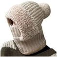 thumbnail image 1 of WMTBSRSW Women Winter Beanie Hats One Piece Fleece Lined Knit Balaclavas Mask Set Skull Neck Warmer Scarf Ski Snow Pompom Hat, 1 of 7