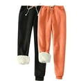 thumbnail image 1 of WMTBSRSW Women's 2 Pack Winter Warm Fleece Joggers Pants Sherpa Lined Athletic Active Sweatpants High Waisted Thermal Drawstring Pants with Pockets, 1 of 8