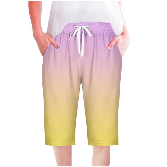 WMTBSRSW Women's 2025 Summer Shorts Casual Bermuda Long Drawstring Shorts High Waisted Comfy Trendy Tie Dye Shorts with Pockets