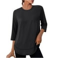 thumbnail image 1 of WMTBSRSW Women's 3/4 Sleeve Workout Shirts Solid Active Athletic Crewneck Blouse Tops Loose Casual Dressy Flowy Tunic Tops, 1 of 6