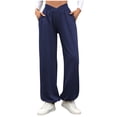 thumbnail image 1 of WMTBSRSW Women's Baggy Sweatpants V Waisted Pocketed Jogger Wide Leg Workout Yoga Active Joggers Elastic Bottom Y2k Clothes Navy XL, 1 of 8