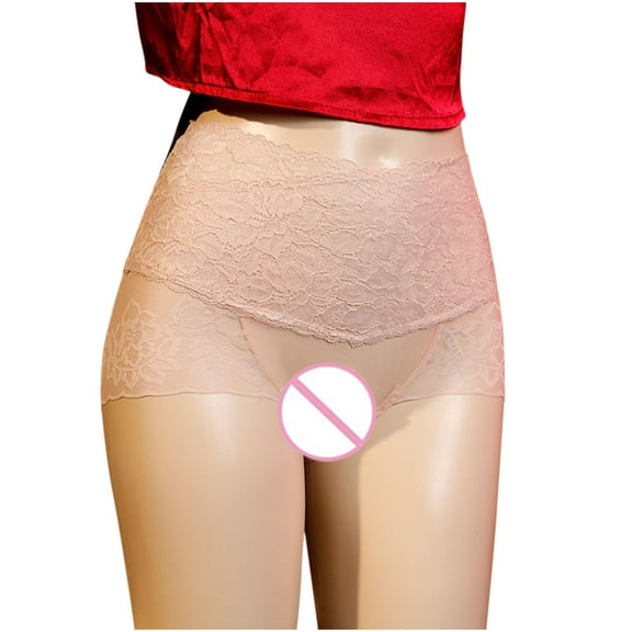 WMTBSRSW Women's Briefs Underwear High Waist Tummy Control Panties Seamless Crotchless Panties for Sweet Night Jacquard Ladies Soft Stretch Panty