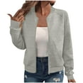 thumbnail image 1 of WMTBSRSW Women's Casual Bomber Jacket Fashion Texture Zip up Jackets Lightweight Fall Jackets Gray XL, 1 of 6