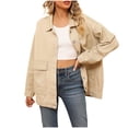 thumbnail image 1 of WMTBSRSW Women's Casual Denim Jacket Lightweight Vintage Button Down Long Jean Jacket Boyfriend Distresse Jacket Coats Khaki XL, 1 of 3