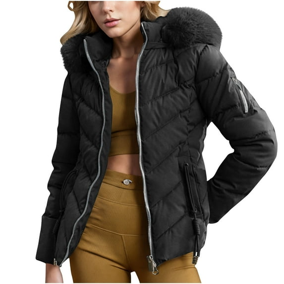 WMTBSRSW Women's Down Jacket Winter Warm Quilted Jackets Fashion Slim Fit Puffer Coats Ladies Lightweight Jackets with PlushTrim Hood