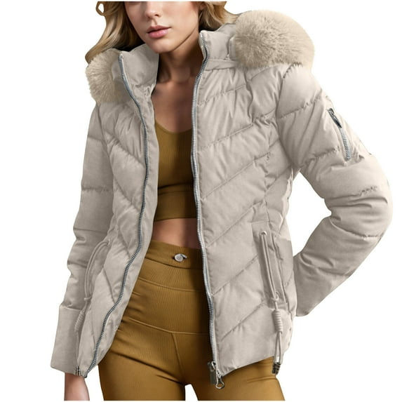 WMTBSRSW Women's Down Jacket Winter Warm Quilted Jackets Fashion Slim Fit Puffer Coats Ladies Lightweight Jackets with PlushTrim Hood