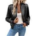 thumbnail image 1 of WMTBSRSW Women's Fashion Jackets Full Zip up Jackets Lightweight Solid Casual Open Front Jackets Black L, 1 of 8