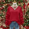 thumbnail image 1 of WMTBSRSW Women's Fashion Ruffle Long Sleeve Tops Y2k Blouse Casual Dressy Shirts for Evening Wear Holiday Party Party Outfits Red Large, 1 of 7