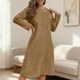 thumbnail image 1 of WMTBSRSW Women's Flannel Nightgown Fuzzy Fleece Long Sleeve Sleep Dress Cozy Plush Warm Winter Crewneck Pajamas Nightdress Solid Loungewear L, 1 of 7
