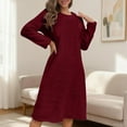 thumbnail image 1 of WMTBSRSW Women's Flannel Nightgown Fuzzy Fleece Long Sleeve Sleep Dress Cozy Plush Warm Winter Crewneck Pajamas Nightdress Solid Loungewear M, 1 of 7