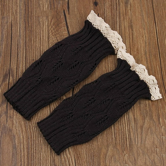 WMTBSRSW Women's Footless Boot Stockings Lace Trim Fashion Leg Warmer Rib Knit Boot Leg Warm Soft Comfy Leg Warm