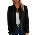 thumbnail image 1 of WMTBSRSW Women's Full Zip Up Jackets Waffle Open Front Cropped Jackets Lightweight Crewneck Texture Short Jackets Casual Long Sleeve Shacket Shirt Black Small, 1 of 5