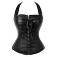 thumbnail image 1 of WMTBSRSW Women's Halter Corsets Faux Leather Steampunk Corsets and Bustiers Pu Lace up Gothic Punk Corset for Party, 1 of 6