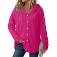 thumbnail image 1 of WMTBSRSW Women's Lightwieght Cardigan Hoodies Oversized Tunic Sweatshirts Loose Casual V Neck Button Down Shirts Long Sleeve Blouse, 1 of 9