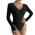 thumbnail image 1 of WMTBSRSW Women's Long Sleeve Bodysuit Floral Lace V Neck Bodysuit Top Backless Going Out Leotard Tops, 1 of 7
