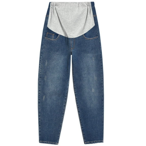 WMTBSRSW Women's Maternity Jeans Over Belly Comfy Stretch Boyfriend Jeans Denim Pregnancy Straight Leg Pants for Work S-XXXL