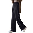 thumbnail image 1 of WMTBSRSW Women's Maternity Ribbed Knit Pants Wide Leg Loungewear Over The Belly Loose Drawstring Casual Pregnancy Pants Comfy Full Length Trousers Black L, 1 of 5