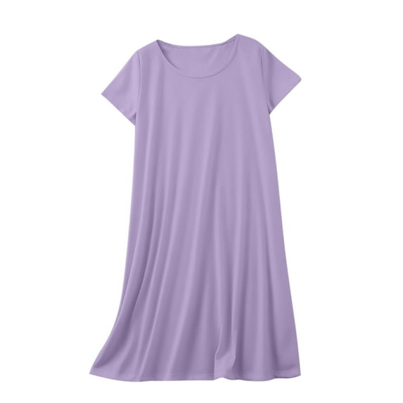WMTBSRSW Women's Nightgown Comfy Short Sleeve Sleep Dress Lightweight Loose Casual Round Neck Sleepshirts Loungewear Sleepwear