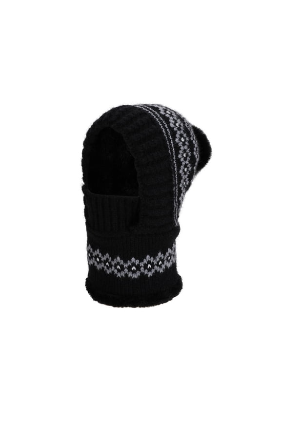 Women's Outdoors Scarf Hat with Cat Ear 3 in 1 Winter Balaclava for Women Warm Knitted Face Mask Hat Cap Scarf